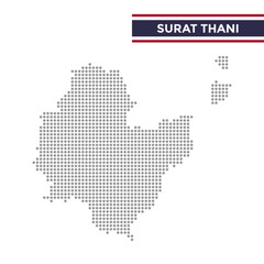 Fototapeta premium Dotted map of Surat Thani Province in Thailand