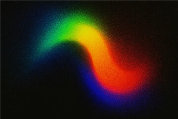 Abstract colorful light streaks create a bright rainbow glow with fiery energy and a shiny star pattern in dark space.