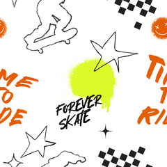 Urban style modern background. Sport extreme style. Abstract seamless pattern for boy