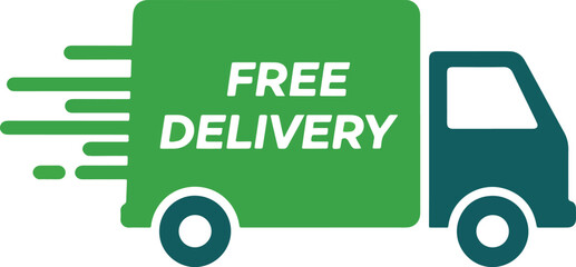 flat delivery truck label button with two tone shape
