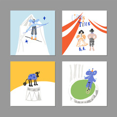 Circus posters. Hand drawn vector illustrations
