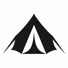 Fototapeta premium Camping tent silhouette with white background 