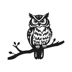 Owl logo with sharp gaze, clean lines, symbol of wisdom and power. vector owl, owl emblem, night bird, tribal owl	
