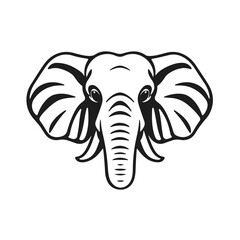 Elephant head silhouette, isolated vector illustration, wild animal graphic design	