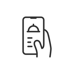 Food order app, linear icon. Online meal booking. Line with editable stroke.