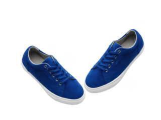 Pair of blue canvas sneakers isolated on transparent background