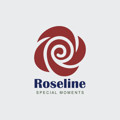 Abstract Rose Swirl Logo, Modern Floral Emblem, Elegant Petal Icon, Stylized Bloom Symbol, Circular Flower Design