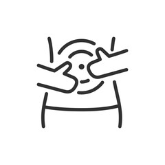 Abdominal pain, linear icon. Stomachache, gastro condition, or internal discomfort. Line with editable stroke.