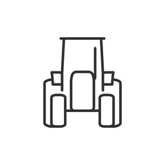 Tractor icon, linear style. Rural tourism, farm transport, or agricultural travel. Line with editable stroke.