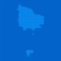 Blue halftone dot outline map background of Norfolk Island