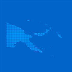 Fototapeta premium Blue halftone dot outline map background of Papua New Guinea