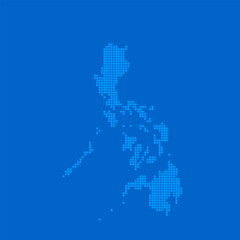 Blue halftone dot outline map background of Philippines