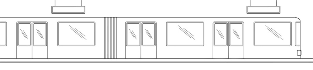 Subway station platform graphic black white long sketch illustration vector 