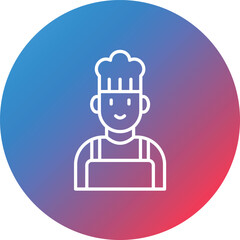 Naklejka premium Chef Line Gradient Circle Background Icon