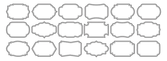 Obraz premium Set of vintage frames and labels shape. Outline Luxury vintage frames. Retro frame. Elegant ornaments frame. Vintage decorative label and badge shape collections. Vector illustration.