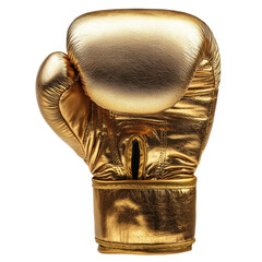A single golden boxing glove isolated on transparent background