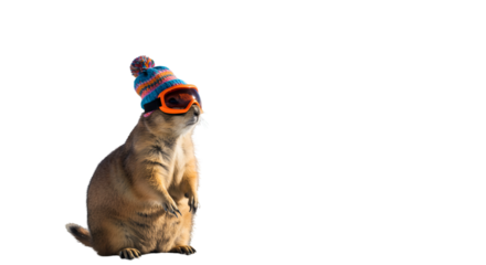 Prairie Dog Wearing Hat and Goggles