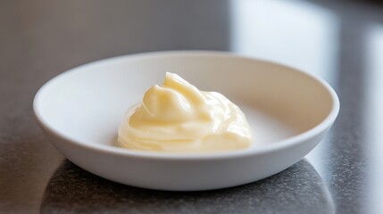 Scoop of Creamy White Spread on a Plate