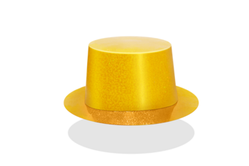 Yellow cylindrical festival hat  PNG transparent.