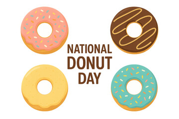 Colorful donuts arranged playfully, vibrant pastel hues, celebration theme, perfect for social media posts or events. Isolated on white background or PNG
