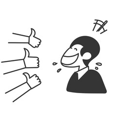 doodle person laugh given the thumb up like