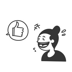 doodle person laugh given the thumb up like