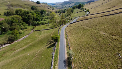 Aerial view of minor rural road in Coverdale