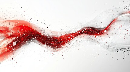 A bold crimson current flowing with elegance and a sense of dramatic motion across a pure white canvas in