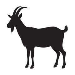 Goat silhouette isolated on white background with nature and wildlife elements