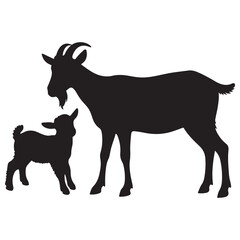 goat silhoutte in white backraund