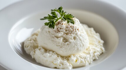 Whipped Cream Dessert with Parsley Garnish
