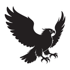 Eagle with Wings Flying Vector Illustration Silhouette Design
