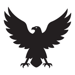 eagle with wings and flying eagle in black vector silhouette design