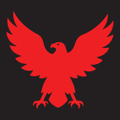 Red eagle icon with wings and eagle in a flying tattoo-style emblem design