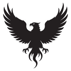 Eagle with wings flying in black tribal vector silhouette design