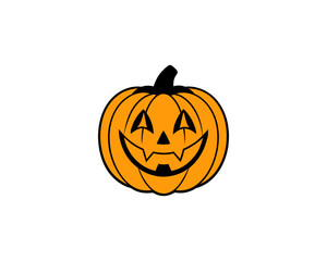 Cute Halloween Jack-o'-Lantern Pumpkin Vector Clipart– Smiling Cartoon Vector Isolated on White Background.