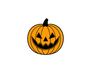 Cute Halloween Jack-o'-Lantern Pumpkin Vector Clipart– Smiling Cartoon Vector Isolated on White Background.