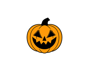 Cute Halloween Jack-o'-Lantern Pumpkin Vector Clipart– Smiling Cartoon Vector Isolated on White Background.