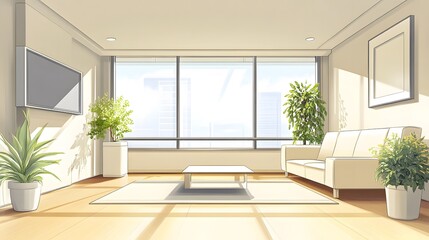 Fototapeta premium Empty modern living room with clean lines and neutral tones