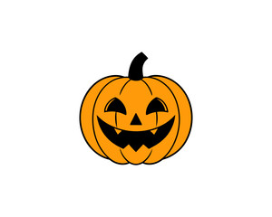Cute Halloween Jack-o'-Lantern Pumpkin Vector Clipart– Smiling Cartoon Vector Isolated on White Background.
