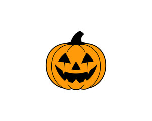 Cute Halloween Jack-o'-Lantern Pumpkin Vector Clipart– Smiling Cartoon Vector Isolated on White Background.