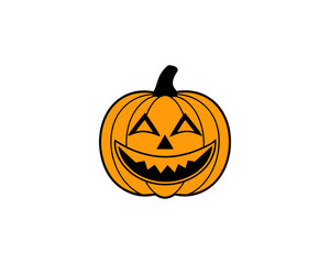 Cute Halloween Jack-o'-Lantern Pumpkin Vector Clipart– Smiling Cartoon Vector Isolated on White Background.
