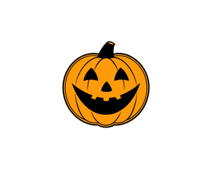 Cute Halloween Jack-o'-Lantern Pumpkin Vector Clipart– Smiling Cartoon Vector Isolated on White Background.