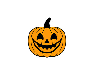 Cute Halloween Jack-o'-Lantern Pumpkin Vector Clipart– Smiling Cartoon Vector Isolated on White Background.