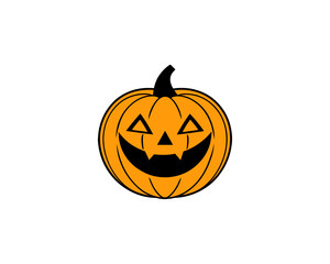 Cute Halloween Jack-o'-Lantern Pumpkin Vector Clipart– Smiling Cartoon Vector Isolated on White Background.