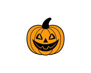 Cute Halloween Jack-o'-Lantern Pumpkin Vector Clipart– Smiling Cartoon Vector Isolated on White Background.