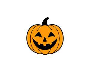 Cute Halloween Jack-o'-Lantern Pumpkin Vector Clipart– Smiling Cartoon Vector Isolated on White Background.