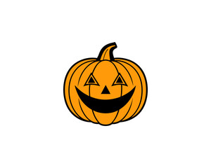 Cute Halloween Jack-o'-Lantern Pumpkin Vector Clipart– Smiling Cartoon Vector Isolated on White Background.