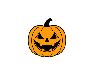 Cute Halloween Jack-o'-Lantern Pumpkin Vector Clipart– Smiling Cartoon Vector Isolated on White Background.