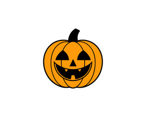 Cute Halloween Jack-o'-Lantern Pumpkin Vector Clipart– Smiling Cartoon Vector Isolated on White Background.